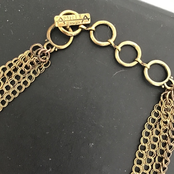 Amrita Singh Simulated turquoise and dark coral colour large statement necklace - Picture 5 of 6